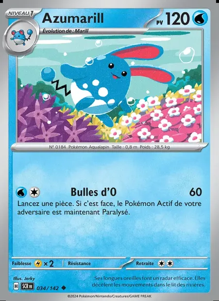 Azumarill, carte Pokémon SCR 034 — extension Couronne Stellaire