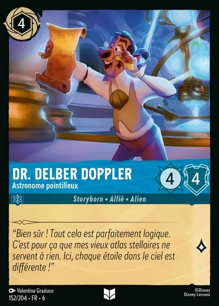 Dr. Delber Doppler - Astronome pointilleux, carte Disney Lorcana CH6-152 — extension La Mer Azurite