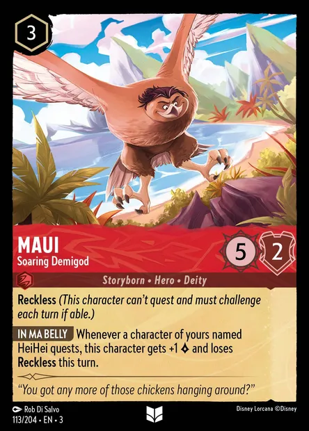 Maui - Soaring Demigod, Disney Lorcana card CH3-113 — Into the Inklands set