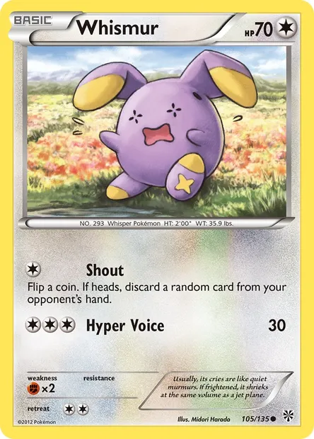 Whismur, Pokémon card PLS 105 — Plasma Storm set