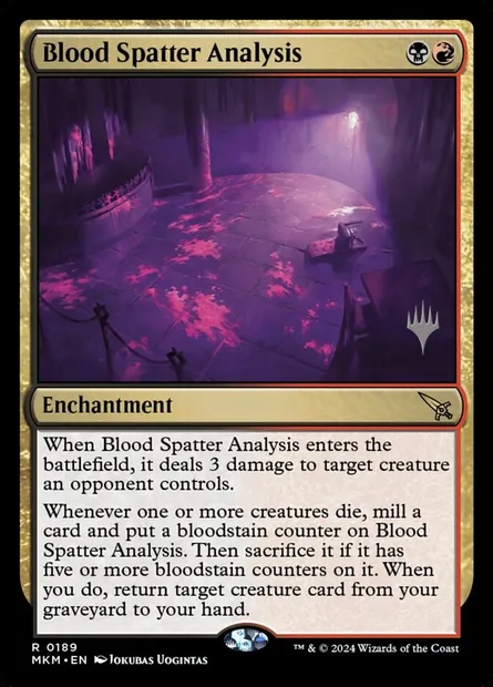 Analyse des éclaboussures de sang, carte Magic PMKM 189p — extension Murders at Karlov Manor Promos