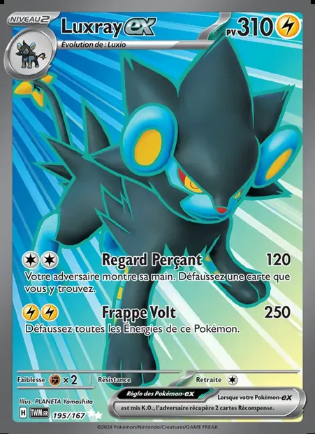 Luxray-ex, carte Pokémon TWM 195 — extension Mascarade Crépusculaire