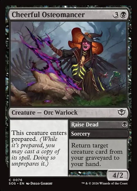 Cheerful Osteomancer // Raise Dead, Magic card SOS 76 — Secrets of Strixhaven set