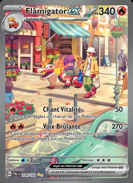 Flâmigator-ex, carte Pokémon PAL 258 — extension Évolutions à Paldea