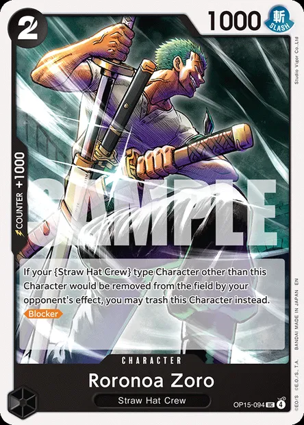 Roronoa Zoro, One Piece card OP15-094 — ADVENTURE ON KAMI’S ISLAND set