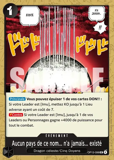 Aucun pays de ce nom... n'a jamais... existé, carte One Piece OP13-098 — extension SUCCESSEURS