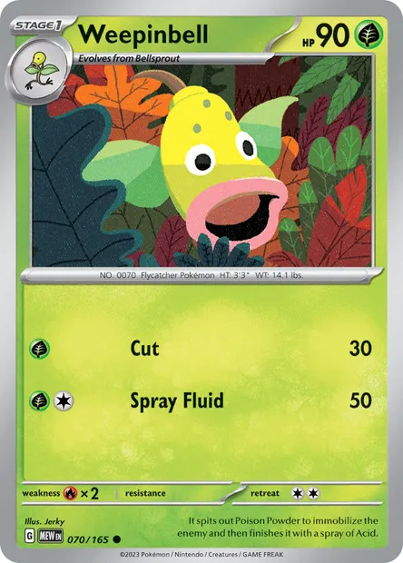 Weepinbell, Pokémon card MEW 070 — 151 set