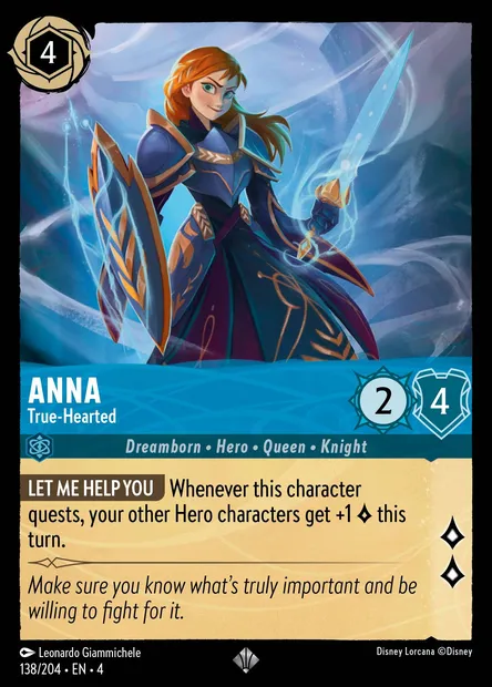 Anna - True-Hearted, Disney Lorcana card CH4-138 — Ursula's Return set