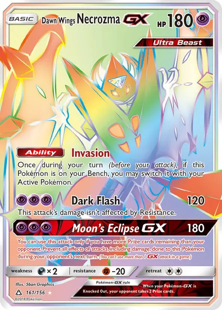 Dawn Wings Necrozma GX, Pokémon card UPR 161 — Ultra Prism set