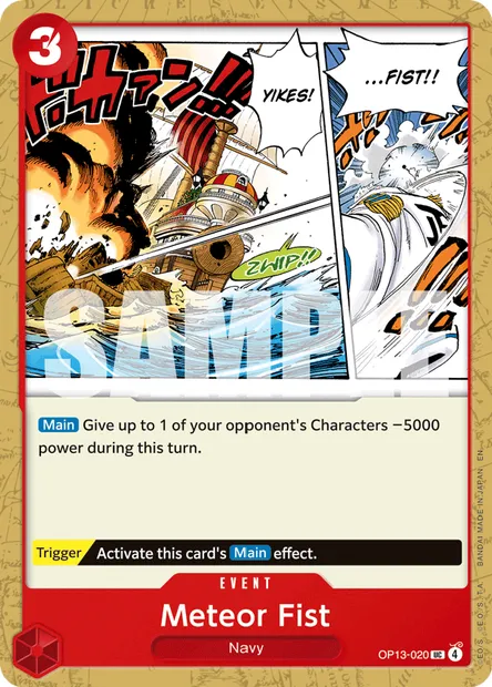 Meteor Fist, One Piece card OP13-020 — CARRYING ON HIS WILL set