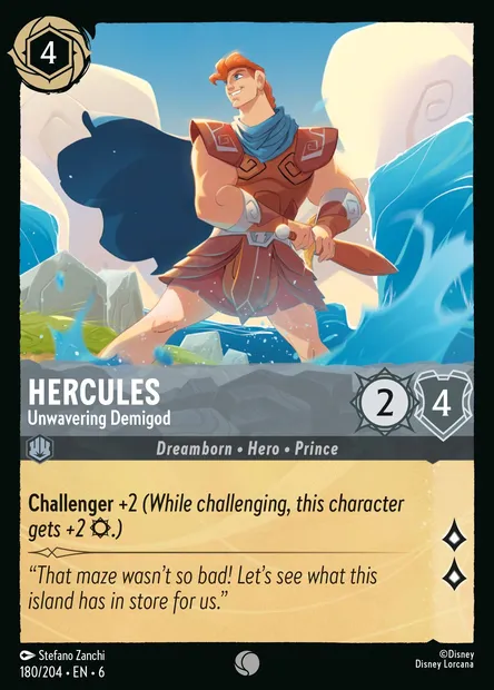 Hercules - Unwavering Demigod, Disney Lorcana card CH6-180 — Azurite Sea set
