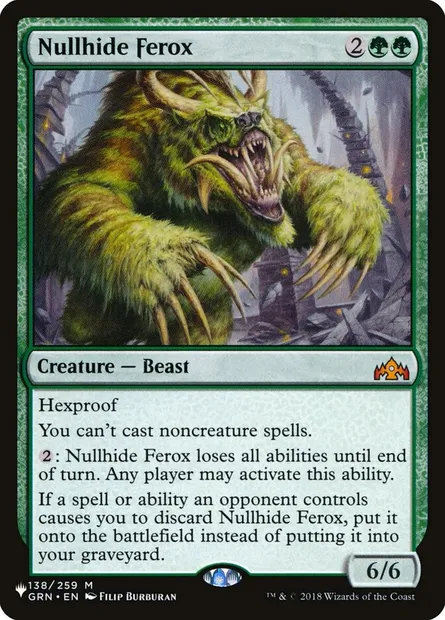 Nullhide Ferox, Magic card PLST GRN-138 — The List set