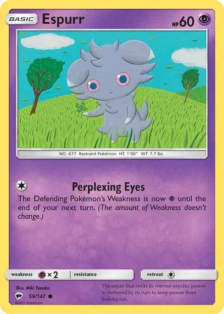 Espurr, Pokémon card BUS 59 — Burning Shadows set