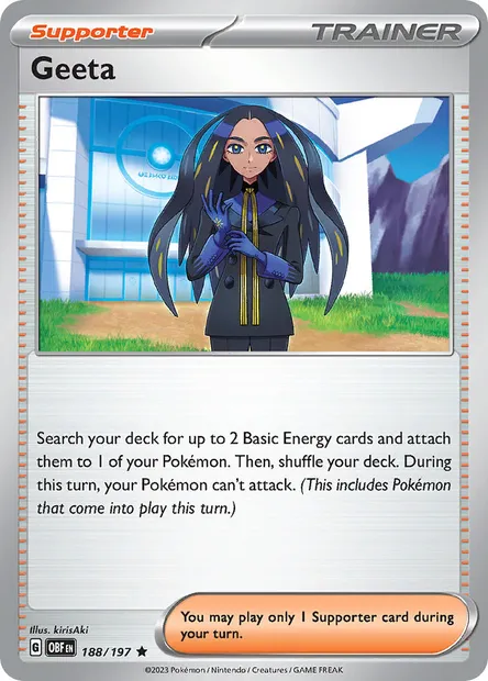 Geeta, Pokémon card OBF 188 — Obsidian Flames set