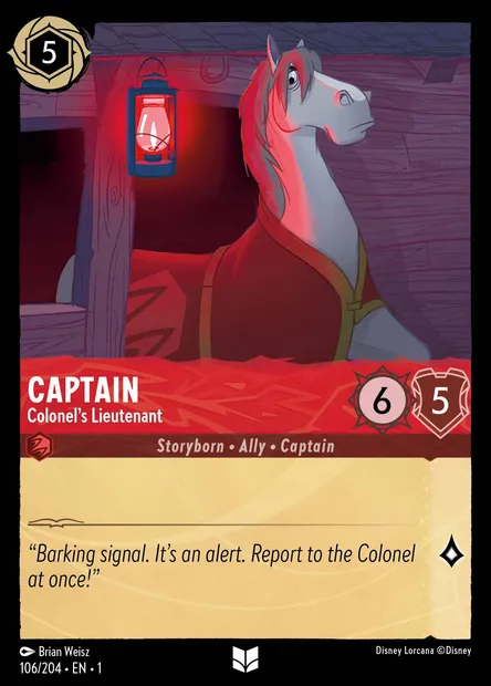 Captain - Colonel's Lieutenant, Disney Lorcana card CH1-106 — The First Chapter set