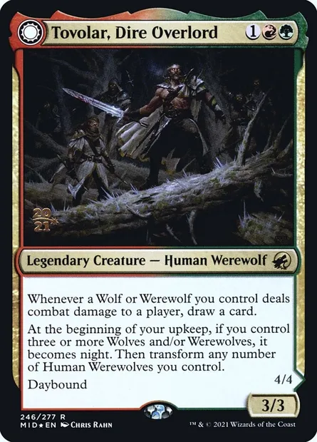 Tovolar, Dire Overlord // Tovolar, the Midnight Scourge, Magic card PMID 246s — Innistrad: Midnight Hunt Promos set