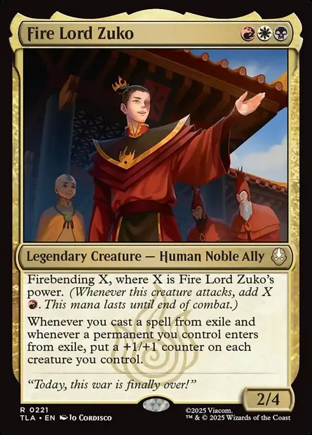 Fire Lord Zuko, Magic card TLA 221 — Avatar: The Last Airbender set