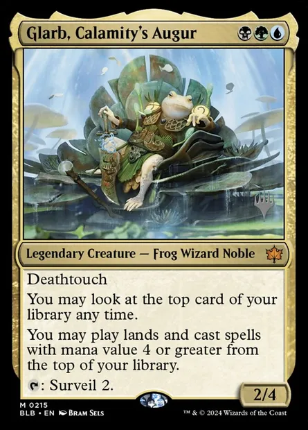 Glarb, Calamity's Augur, Magic card PBLB 215p — Bloomburrow Promos set