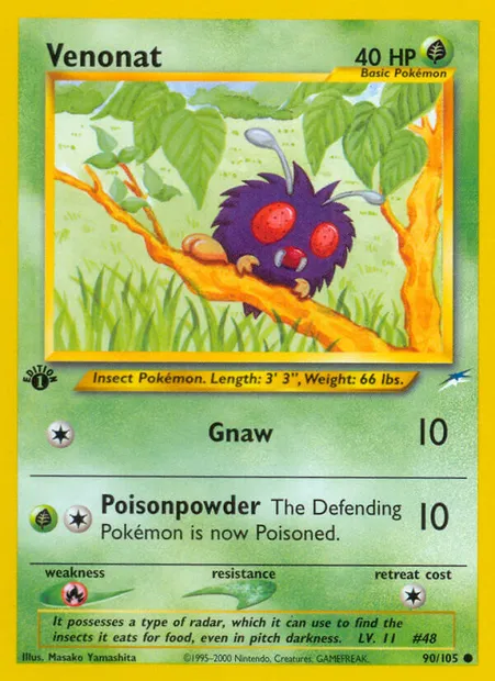 Venonat, Pokémon card NDE 90 — Neo Destiny set