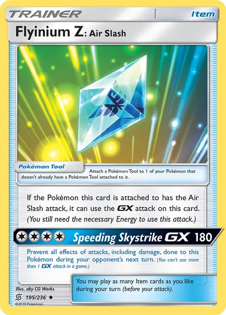 Flyinium Z: Air Slash, Pokémon card UNM 195 — Unified Minds set