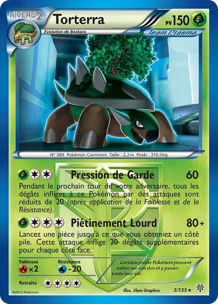 Torterra, carte Pokémon PLS 3 — extension Tempète Plasma
