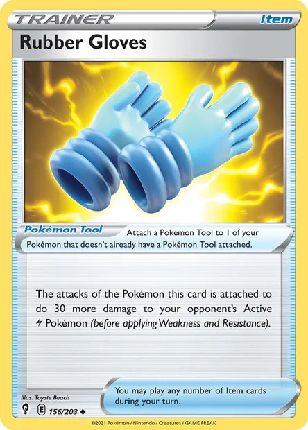 Rubber Gloves, Pokémon card EVS 156 — Evolving Skies set