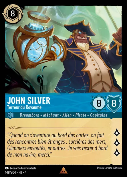 John Silver - Terreur du Royaume, carte Disney Lorcana CH4-148 — extension Le Retour d'Ursula