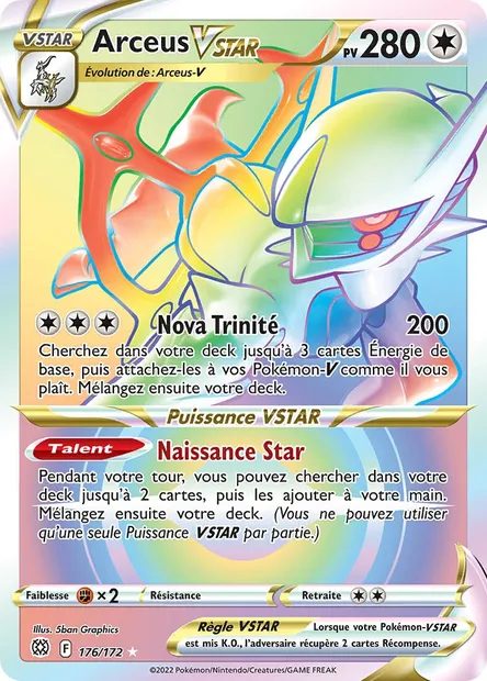 Arceus VSTAR, carte Pokémon BRS 176 — extension Stars Étincelantes