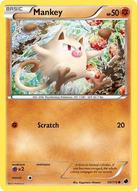 Mankey, Pokémon card PLF 59 — Plasma Freeze set