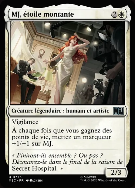 MJ, étoile montante, carte Magic MSC 773 — extension Marvel Super Heroes Commander