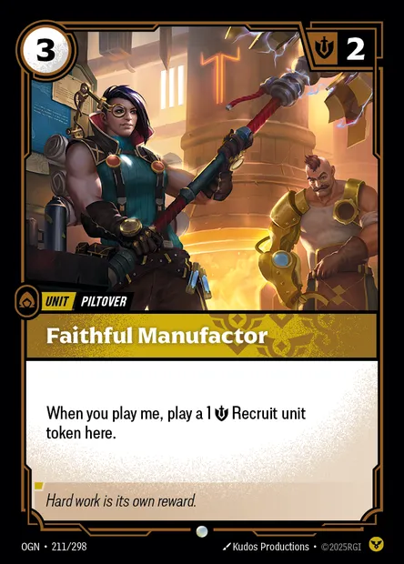 Faithful Manufactor, Riftbound card OGN 211 — Origins set