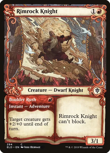 Rimrock Knight // Boulder Rush, Magic card ELD 294 — Throne of Eldraine set