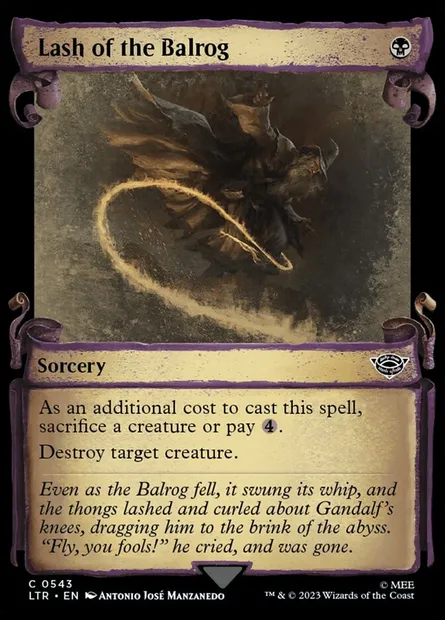 Fouet du Balrog, carte Magic LTR 543 — extension Le Seigneur des Anneaux : chroniques de la Terre du Milieu