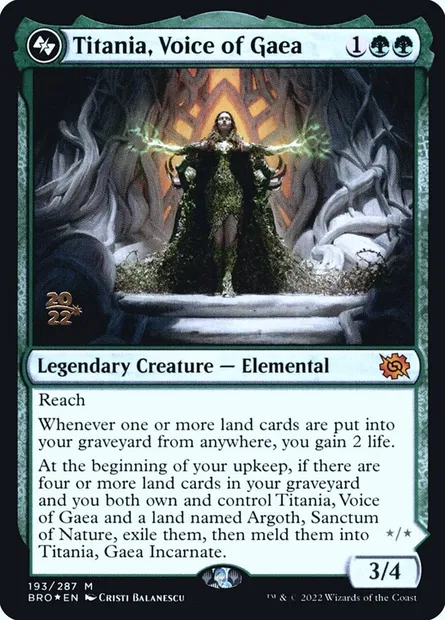 Titania, Voix de Gaia, carte Magic PBRO 193s — extension The Brothers' War Promos