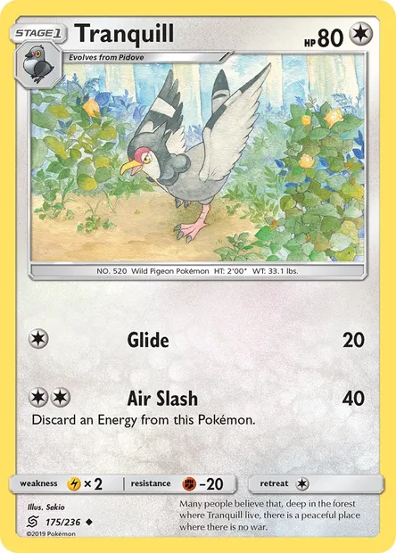 Tranquill, Pokémon card UNM 175 — Unified Minds set