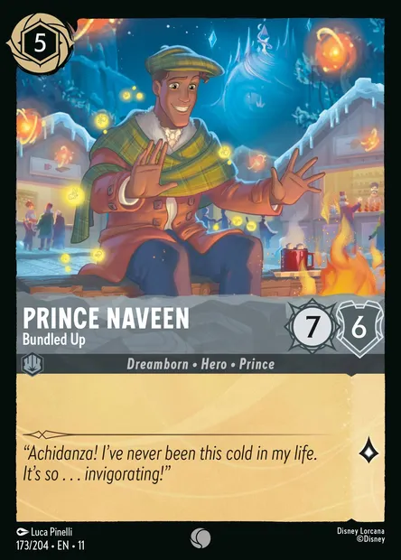 Prince Naveen - Bundled Up, Disney Lorcana card CH11-173 — Winterspell set