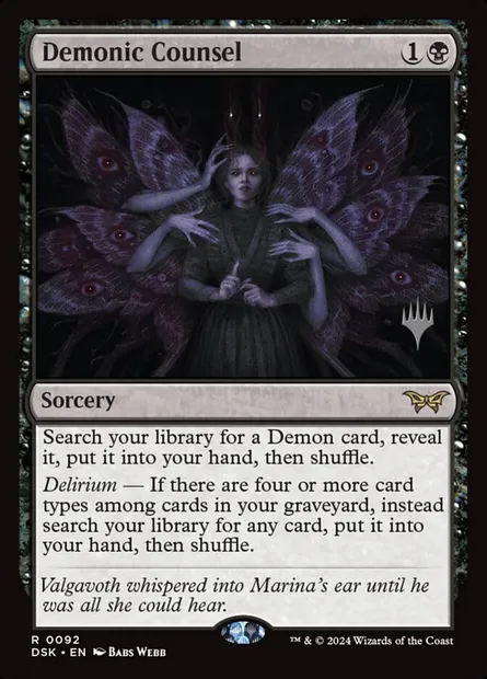 Demonic Counsel, Magic card PDSK 92p — Duskmourn: House of Horror Promos set
