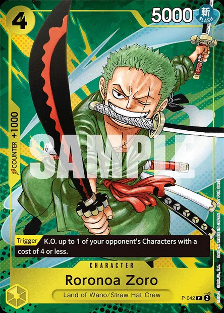 Roronoa Zoro, carte One Piece P-042 — extension Carte promo
