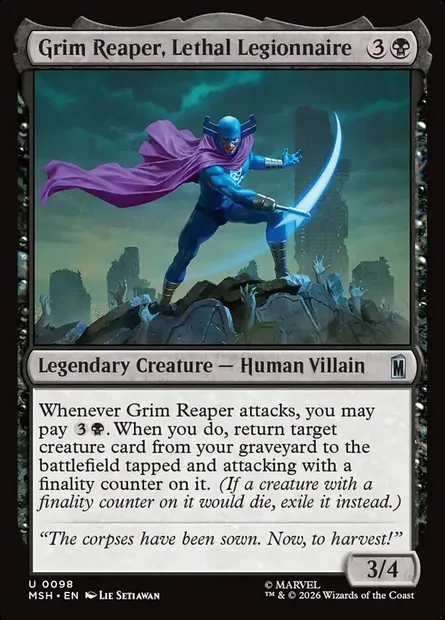 Grim Reaper, Lethal Legionnaire, Magic card MSH 98 — Marvel Super Heroes set