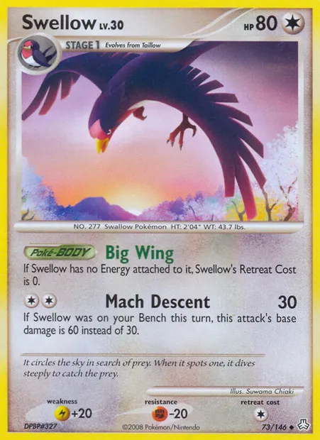 Swellow, Pokémon card LA 73 — Legends Awakened set