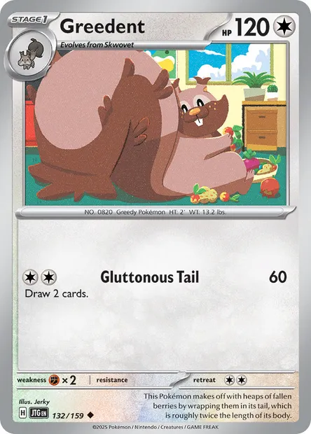Greedent, Pokémon card JTG 132 — Journey Together set