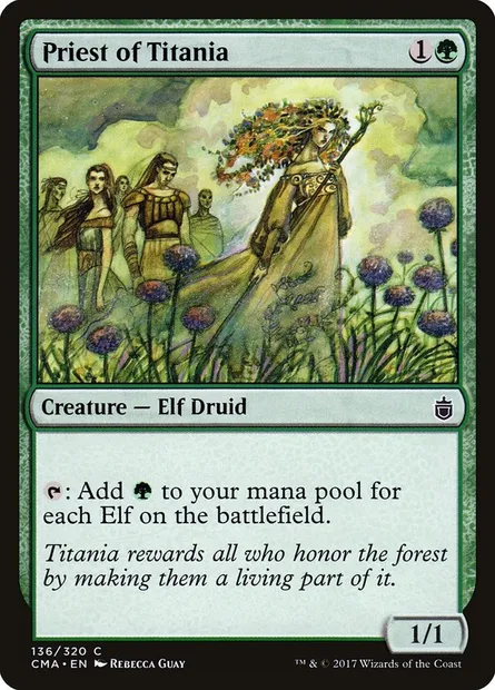 Prêtresse de Titania, carte Magic CMA 136 — extension Commander Anthology