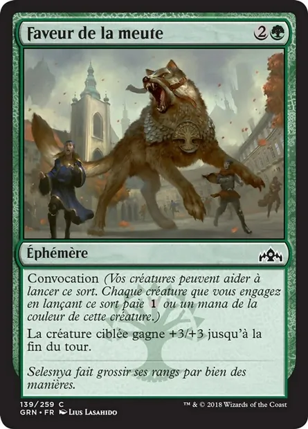 Faveur de la meute, carte Magic GRN 139 — extension Les Guildes de Ravnica