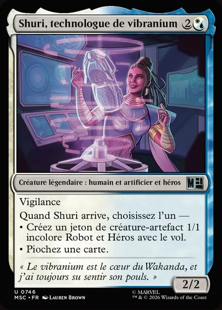 Shuri, technologue de vibranium, carte Magic MSC 746 — extension Marvel Super Heroes Commander
