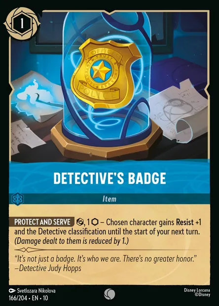 Detective's Badge, Disney Lorcana card CH10-166 — Whispers in the Well set