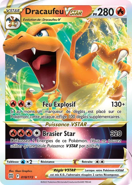 Dracaufeu VSTAR, carte Pokémon BRS 018 — extension Stars Étincelantes
