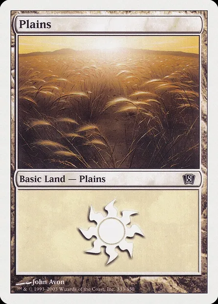 Plains, Magic card 8ED 333 — Eighth Edition set