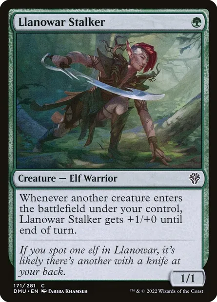 Llanowar Stalker, Magic card DMU 171 — Dominaria United set