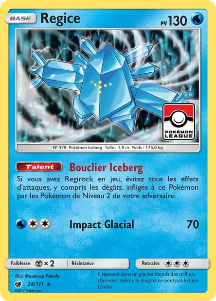 Regice, carte Pokémon CIN 28 — extension Invasion Carmin