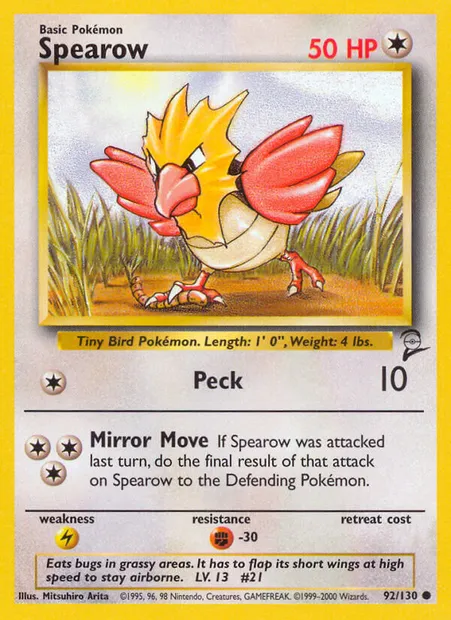 Spearow, Pokémon card B2 92 — Base Set 2 set